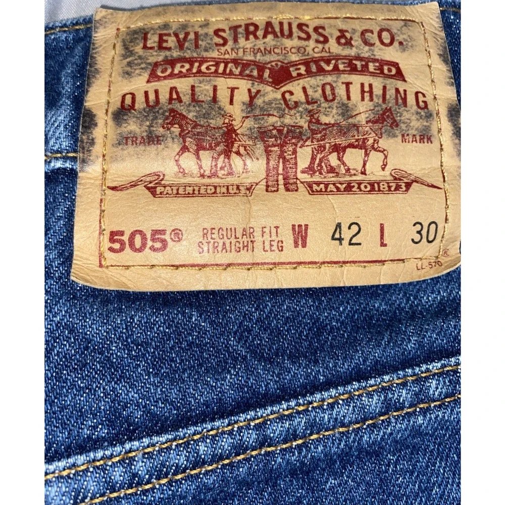 VTG Levis 505 Jeans Made In USA Men 42X30 Y2K Hipster Grunge 100% COTTON